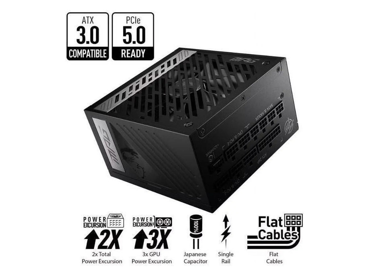 MSI - MPG A1000G PCIE 5.0, 80 GOLD Full Modular Gaming PSU, 12VHPWR Cable, 4080 4090 ATX 3.0 appropriate, 1000W Power Supply