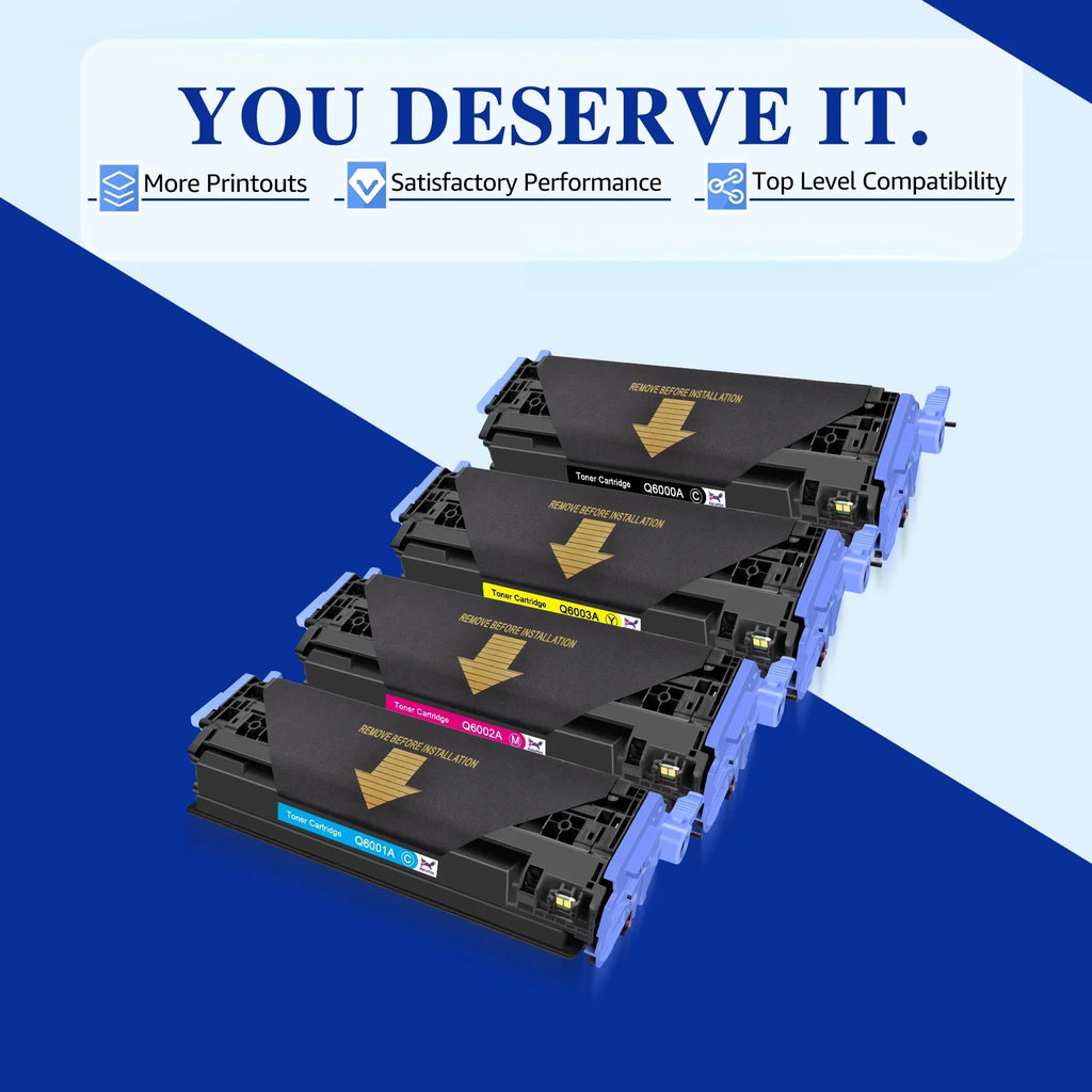 HaloFox suitable For 4 Pack BCMY Q6000A - Q6003A Toner Lot For  Color LaserJet 1600 2600N 2605DN 2605DTN Printer