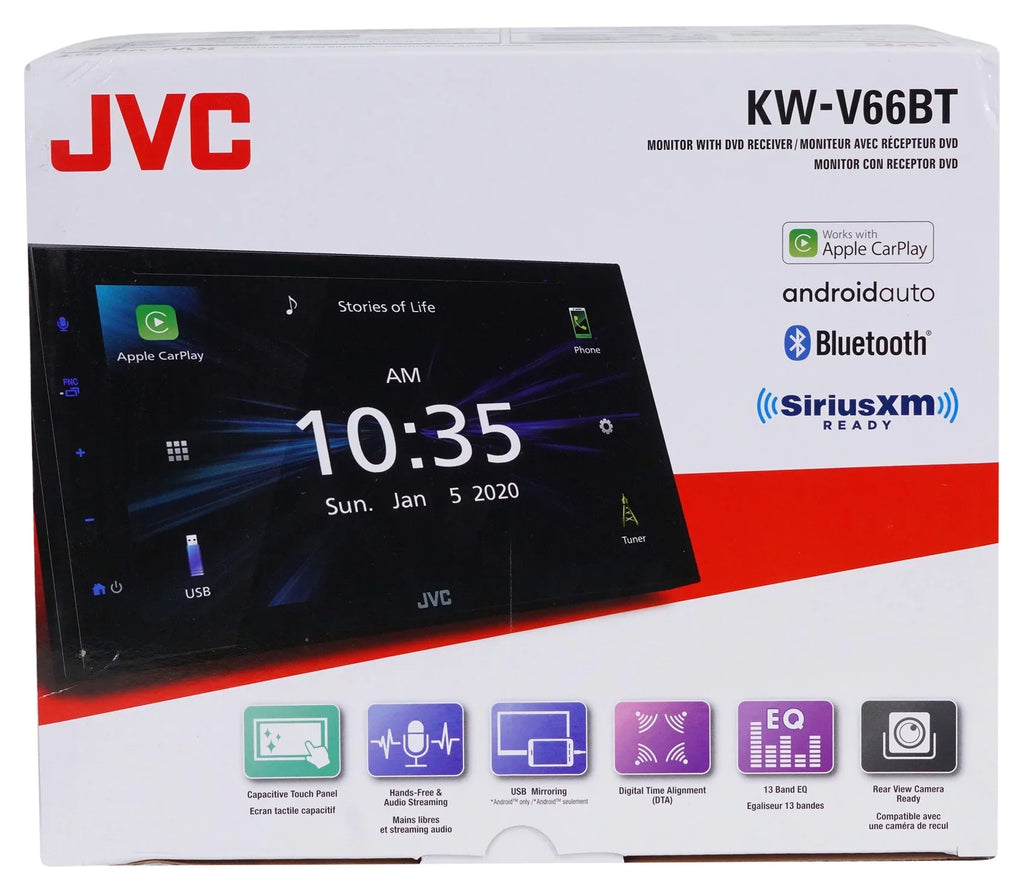 JVC KW-V66BT 6.8" CD/DVD Player  Carplay Bluetooth Android Receiver+Camera