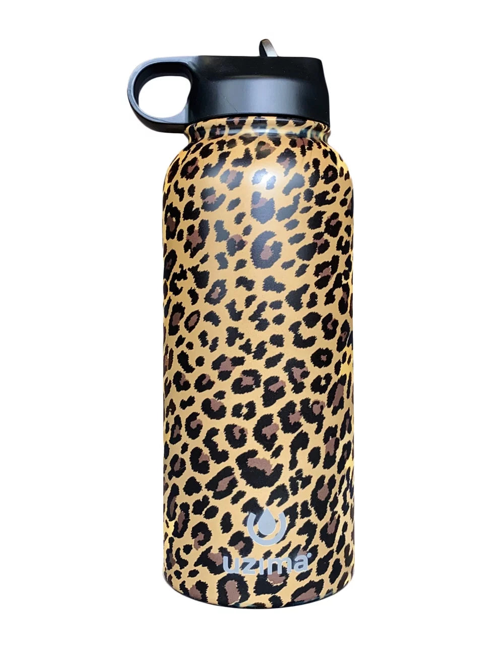 (Leopard). Large 32oz Capacity with Double-Walled Stainless Steel Exterior. aqua Purification on the Go. Uzima - Z-Source Filtered aqua Bottle for Hiking, Backpacking, Camping, and Travel