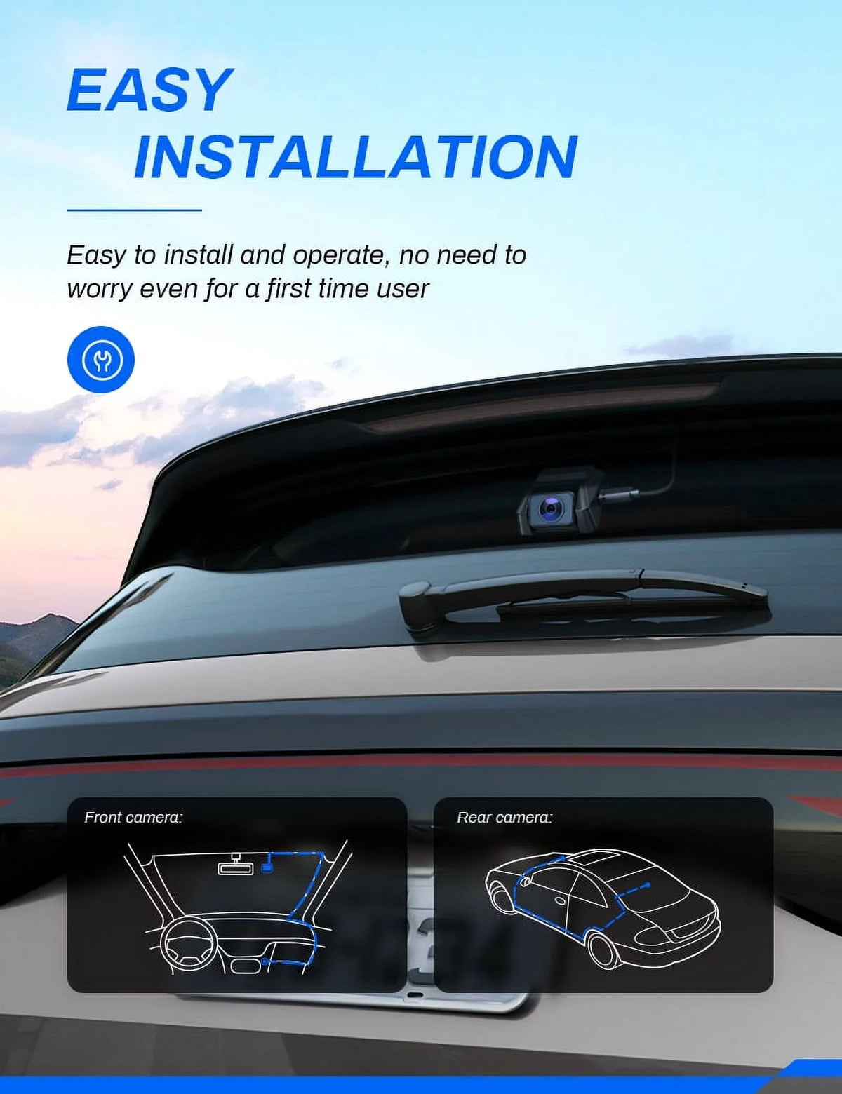 Dash Cam Front and Rear, Crosstour Dash Camera for Cars 2.5K GPS, 3 inch IPS Screen Magnetic Dashboard Recorder 170° Backup Camera
