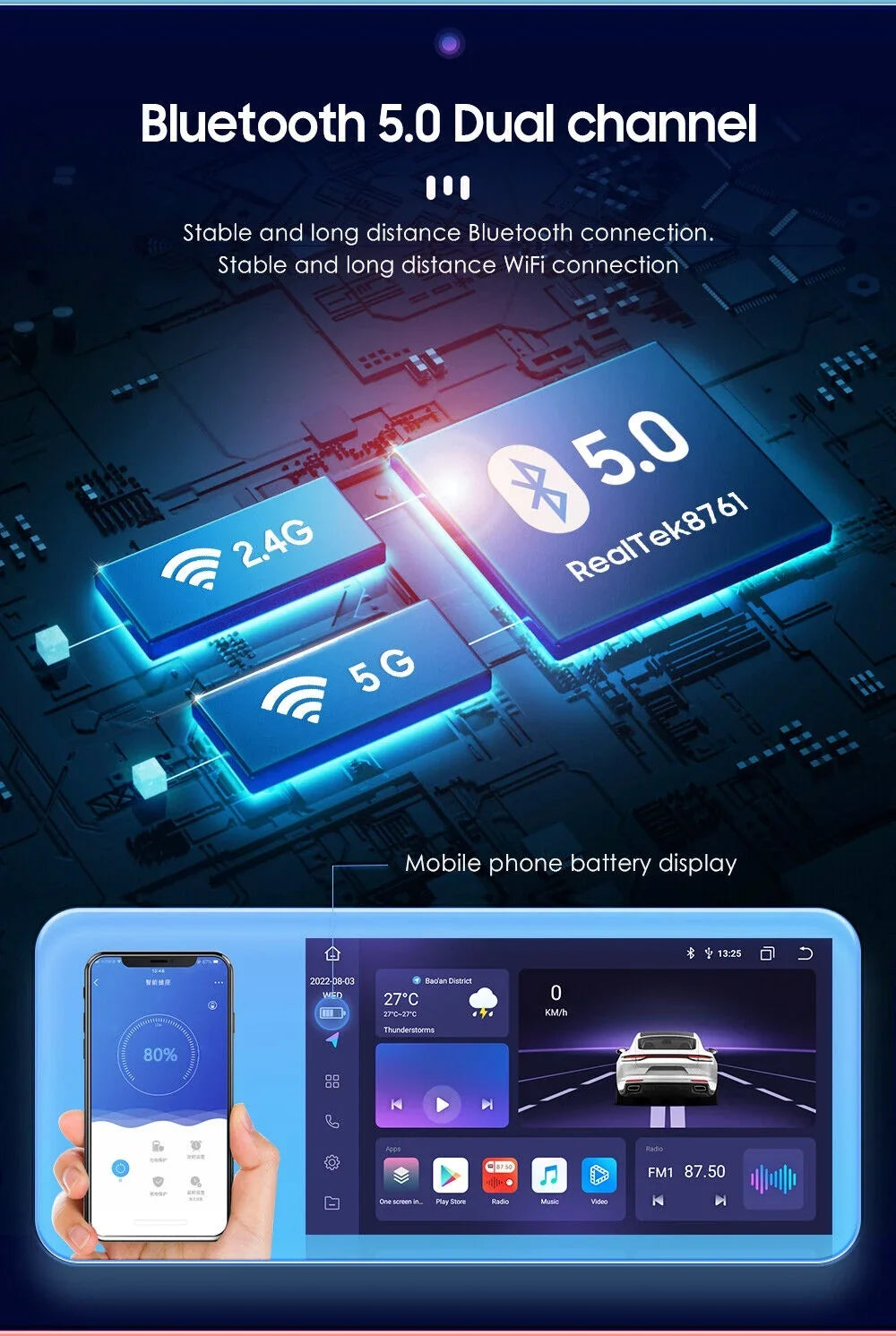 Android 12 Car Stereo Radio for  Tundra (07-13) Sequoia (08-17), 4+32GB GPS Navigation 10.1 Inch QLED Touchscreen Carplay/Android Auto DSP +AHD Camera