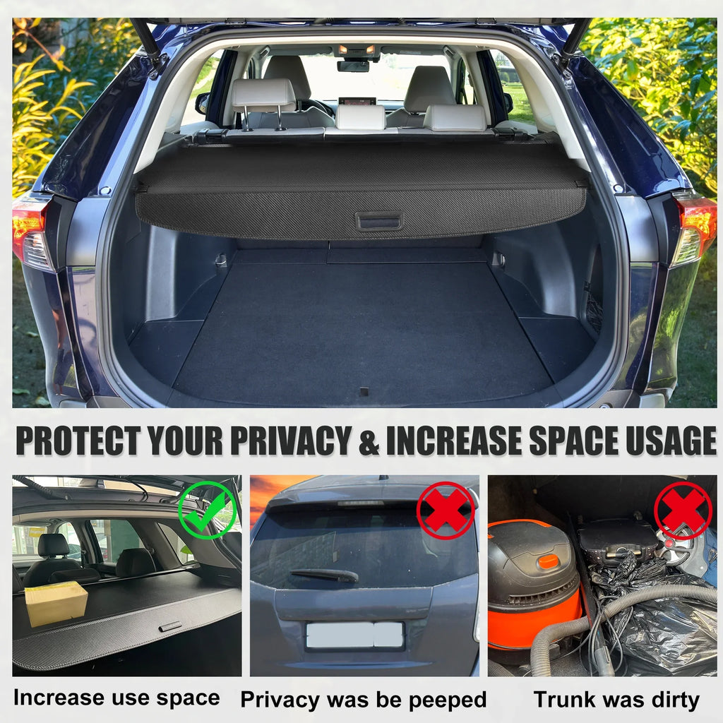 Retractable Cargo protector for  RAV4 2019-2023 Waterproof Non Slip Rear Trunk Shielding Shade Black