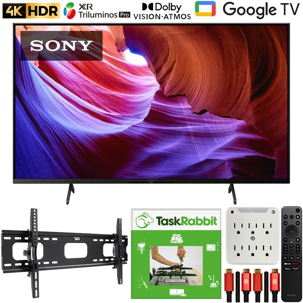 KD50X85K 50" X85K 4K HDR LED TV with smart Google TV (2022 Model) Bundle with TaskRabbit Installation Services + Deco Gear Wall Mount + HDMI Cables + Surge Adapter
