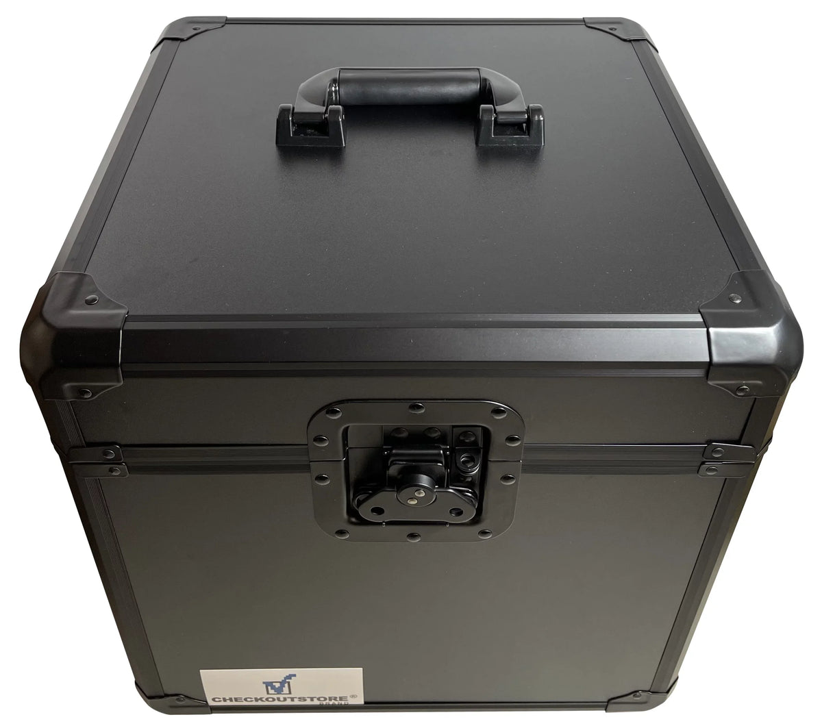 CheckOutStore Black Limited Aluminum 12" LP Vinyl Record Storage Box (Holds 100 Records)