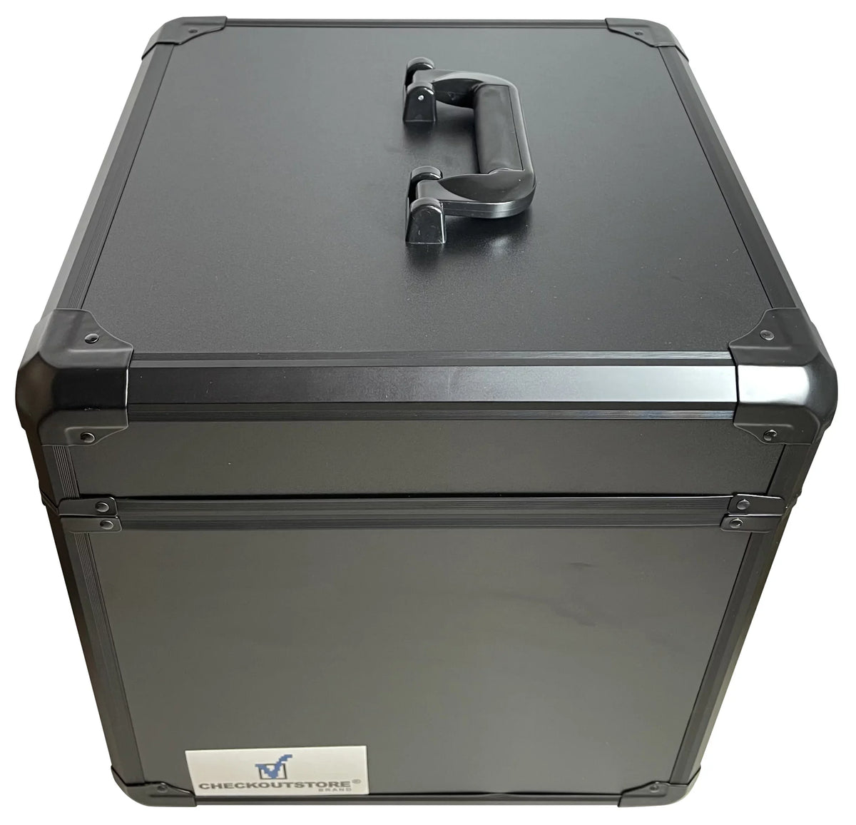 CheckOutStore Black Limited Aluminum 12" LP Vinyl Record Storage Box (Holds 100 Records)