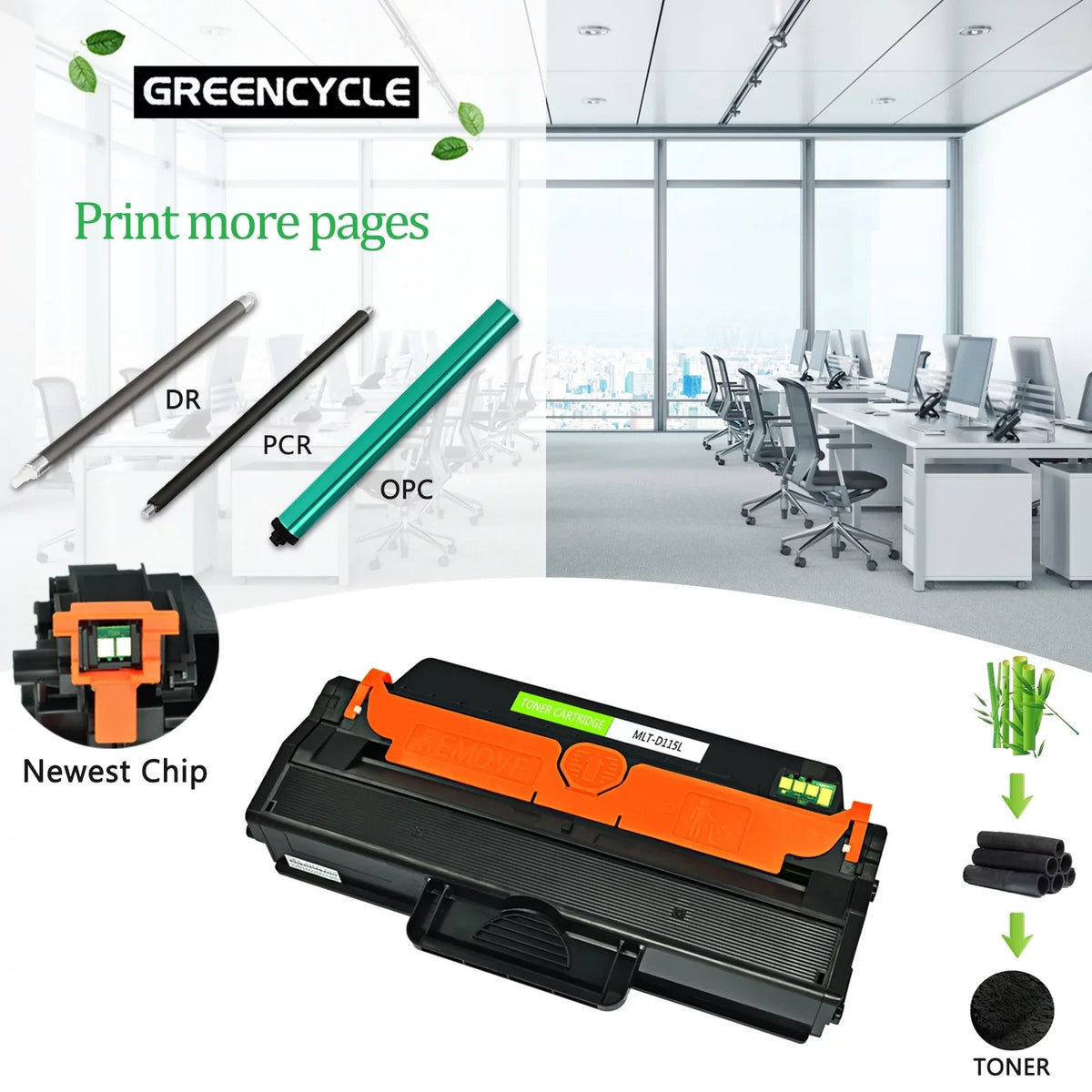 GREENCYCLE 4 Pack appropriate  MLT-D115L D115L Black Toner Cartridge Replacement for SL-M2820DW SL-M2870FW SL-M2880FW Xpress M2670 M2820 M2870 Laser Printer