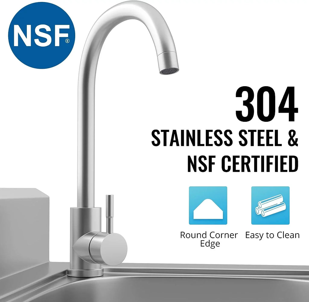 Utility Sink Stainless Steel Free Standing Single Bowl with Cold and Hot moisture Pipe - Ideal for Laundry Room, Bathroom, and Farmhouse
