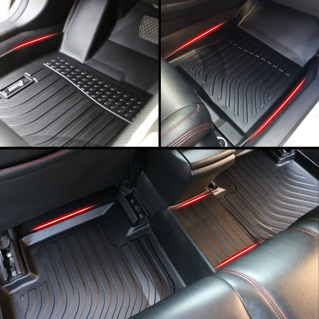 Ikon Motorsports Floor Mats & Trunk Mat appropriate With 2023-2024 Honda HR-V, Black 3D Molded Carpets Liner 1st 2nd Row Front Rear Boot Tray wrap Protection Cargo Pad TPE All climate Protector
