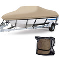 AngLink 17 - 19 ft Waterproof ship protector - 600D Heavy Duty Polyester Oxford Bass Runabout ship shield, Durable and Tear Proof, All atmospheric conditions Protection Fits V-Hull, TRI-Hull, Pro-Style | Beige