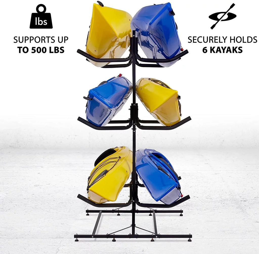 RaxGo Kayak Storage Rack, Indoor & Outdoor Freestanding Storage for 6 Kayak