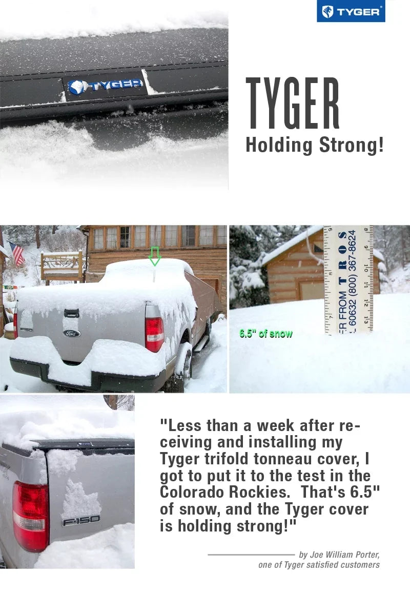 Tyger Auto T3 Soft Tri-fold Truck Bed Tonneau wrap suitable with 1982-2013  Ranger; 1994-2010 Mazda B-Series | Fleetside 6' (73") Bed | TG-BC3F1022