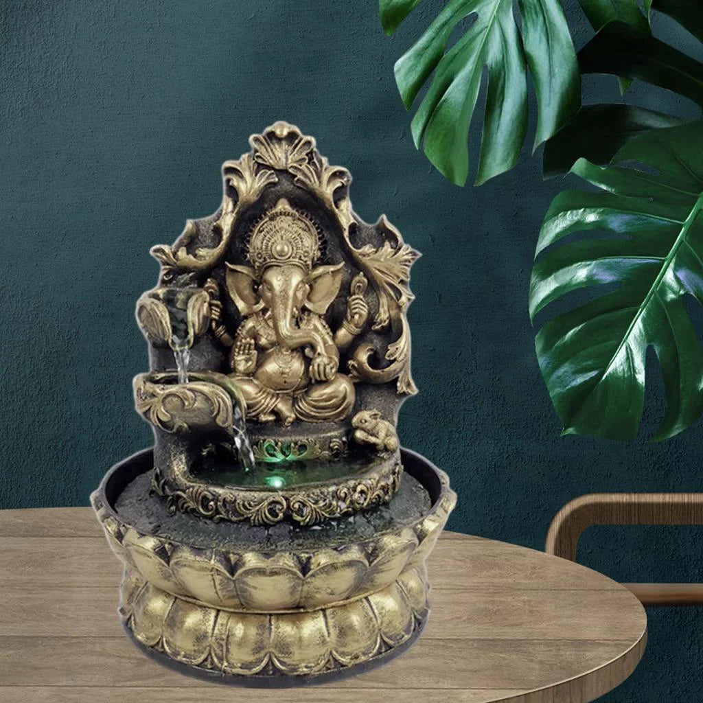 HandMade Hindu Statue Tabletop aqua Fountain Led Air Humidifier Compact Office Decor