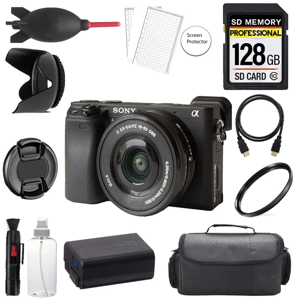 Alpha a6400 Mirrorless Digital Camera with 16-50mm Lens + 128GB + Bag+ UV Filter- Basic Kit