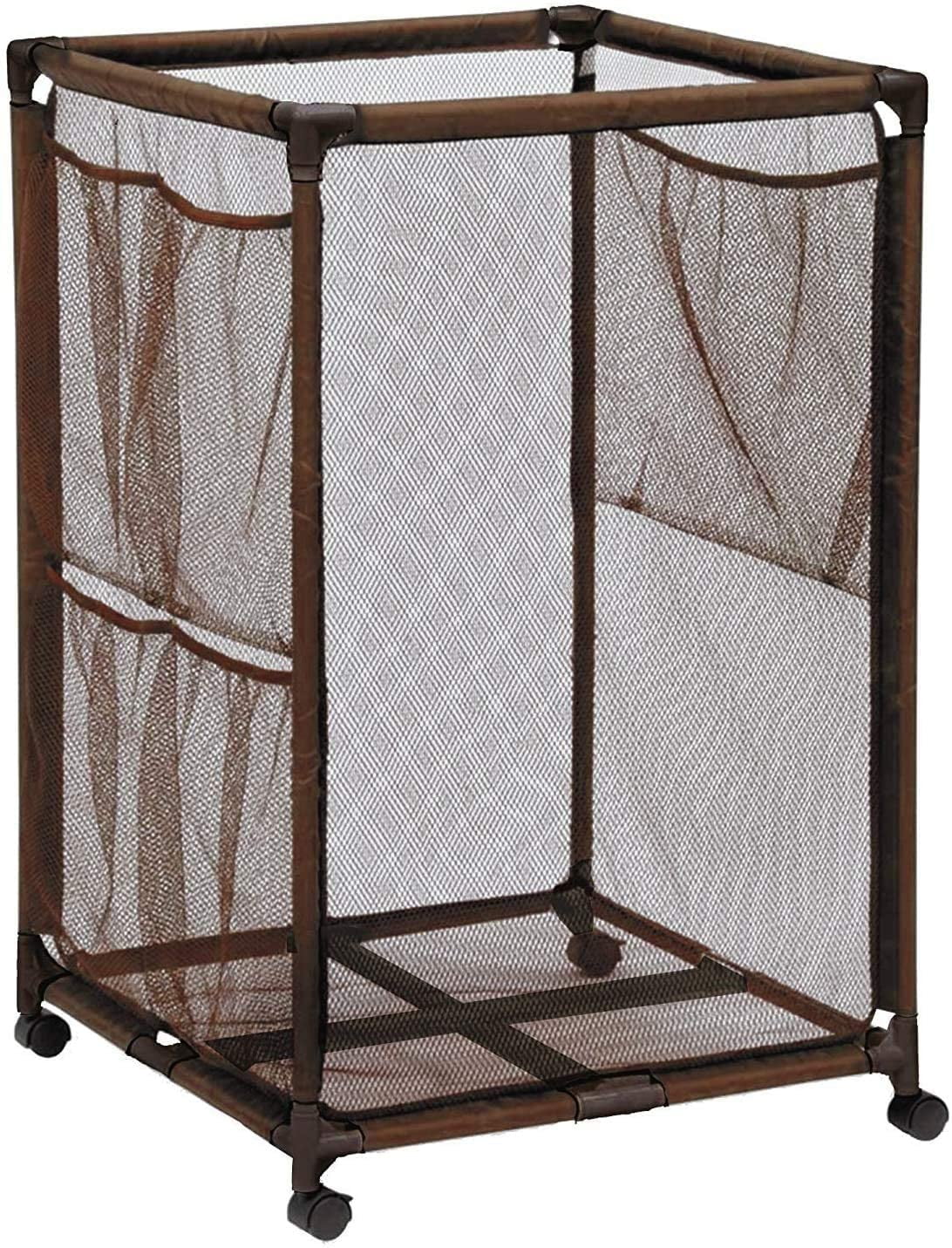 Essentially Yours Pool Noodles Holder, Toys, Balls, Floats and Equipment Mesh Rolling Storage Organizer Bin, Kids Height, Large, (43" W x 25" L x 28" H), Brown Style 563009
