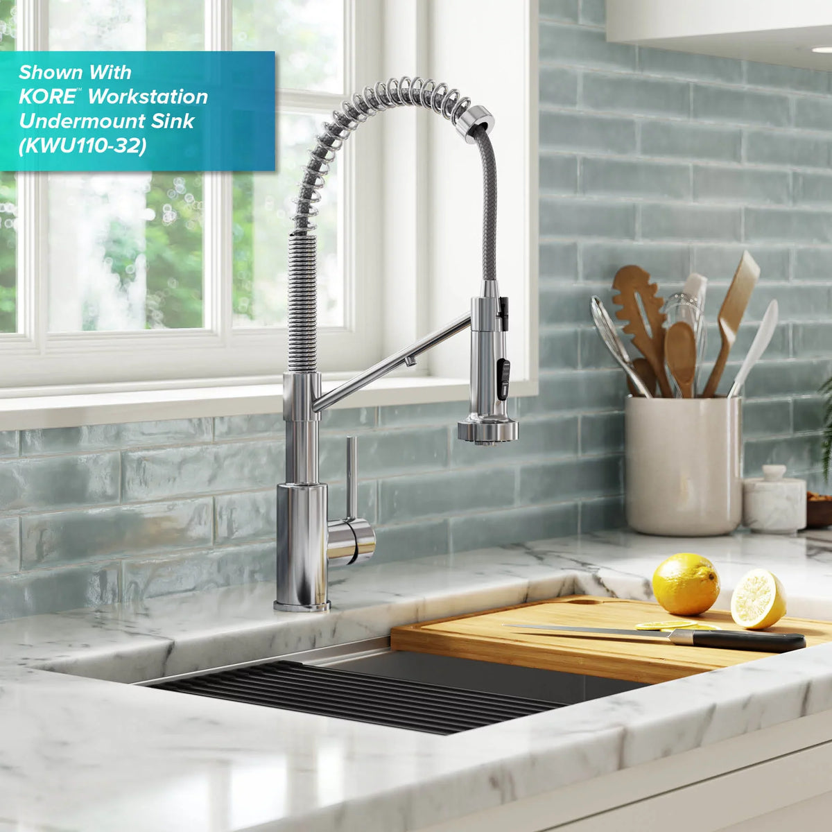 KRAUS Bolden 2-in-1 Commercial Style Pull-Down Single Handle moisture Filter Kitchen Faucet for Reverse Osmosis or liquid Filtration System in Chrome