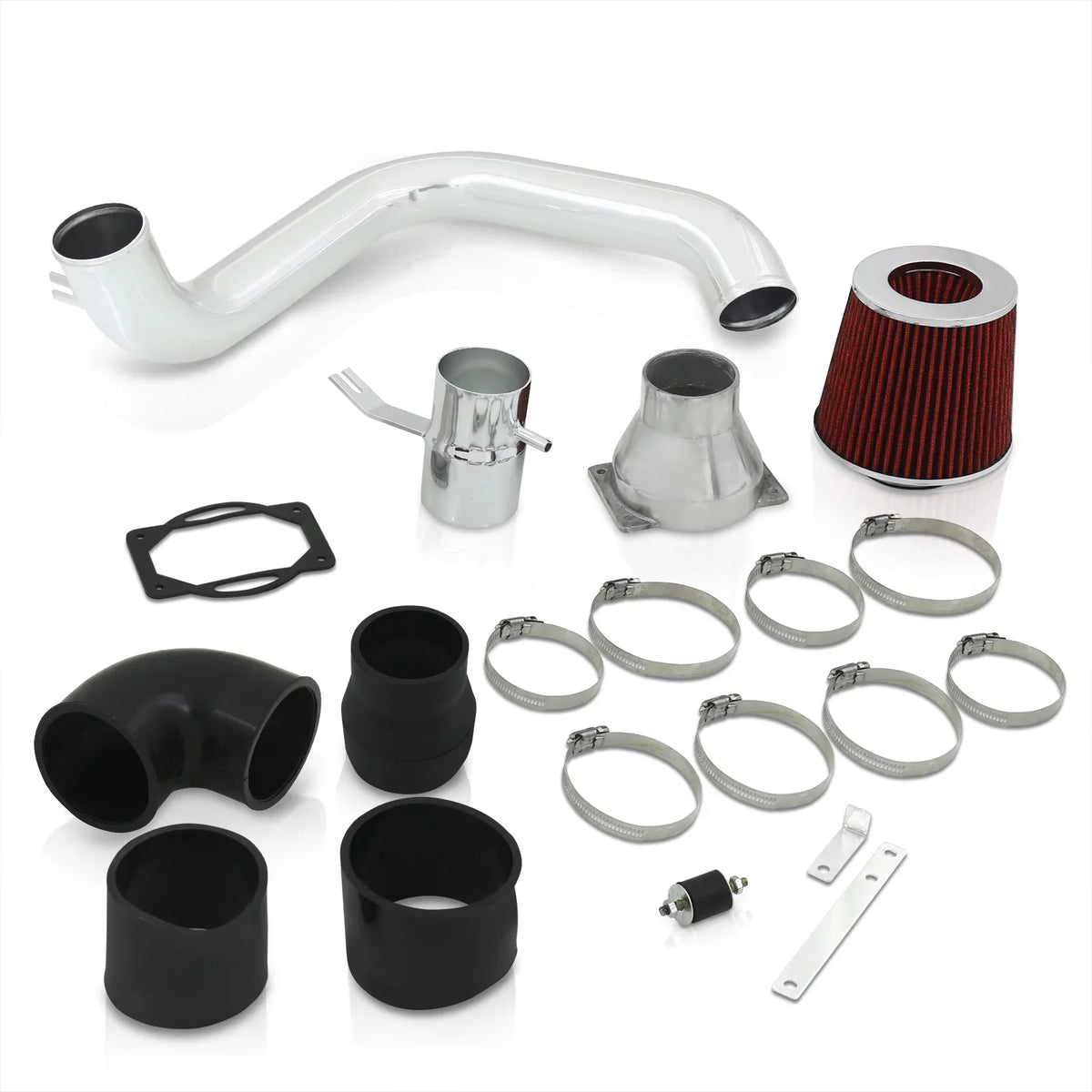 AJP Distributors Cold Air Intake CAI JDM Induction System Polish Aluminum Piping + Filter appropriate/Replacement For Mitsubishi Lancer ES LS OZ 2.0L l4 Manual Trans M/T 2002 2003 2004 2005 02 03 04 05