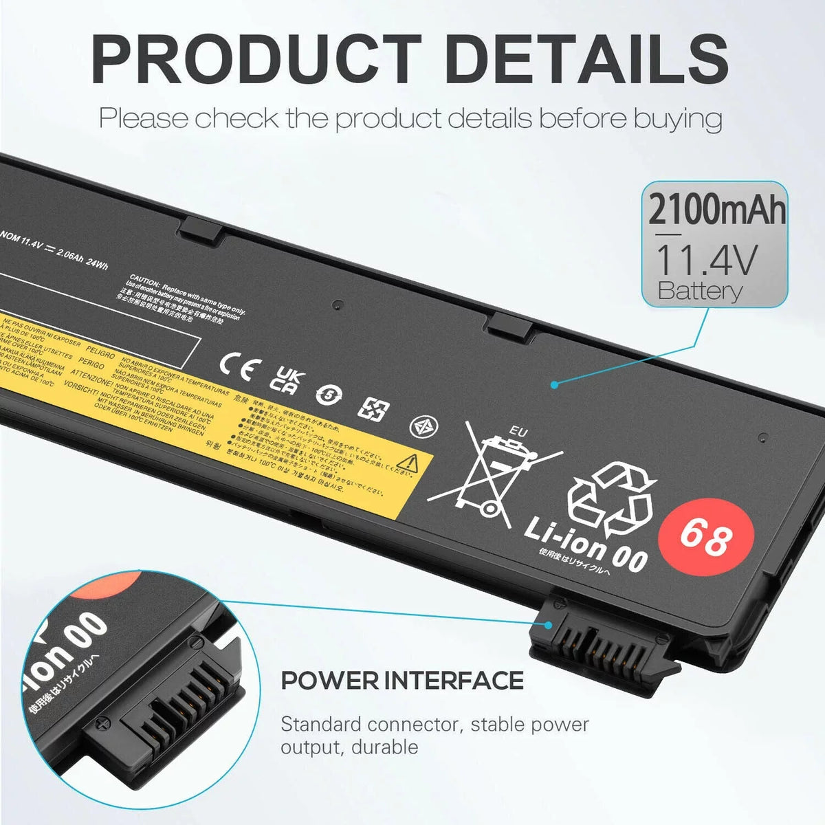 10x Battery 68 X240 for  ThinkPad T440 X250 T450s 45N1126 45N1127 45N1127