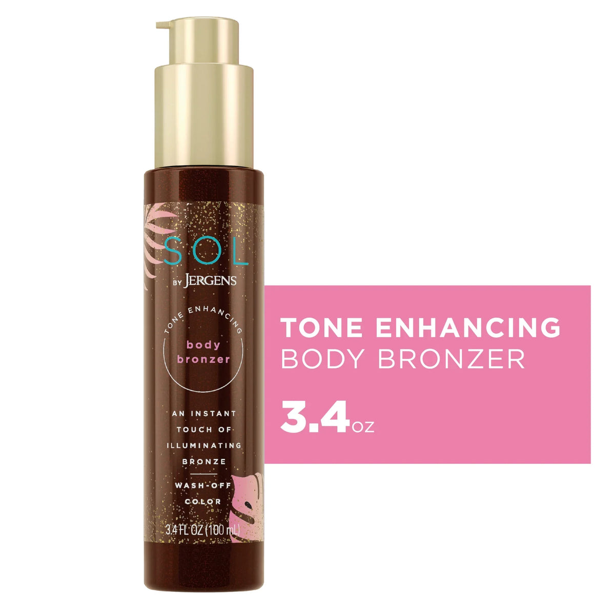 SOL by Jergens Self Tanner Body Bronzer,  Sunless Tanner For All Unique Skin Tones, 3.4 fl oz