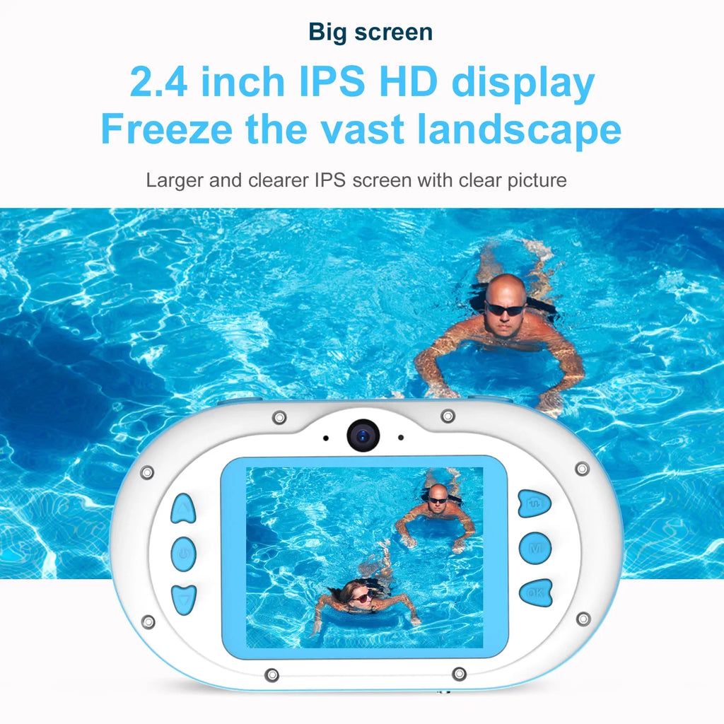 OWSOO 8MP Digital Waterproof with Front and Rear Dual Cameras 2.4 Inch IPS  Screen One-click PhotoVideo Self-timer for 5s