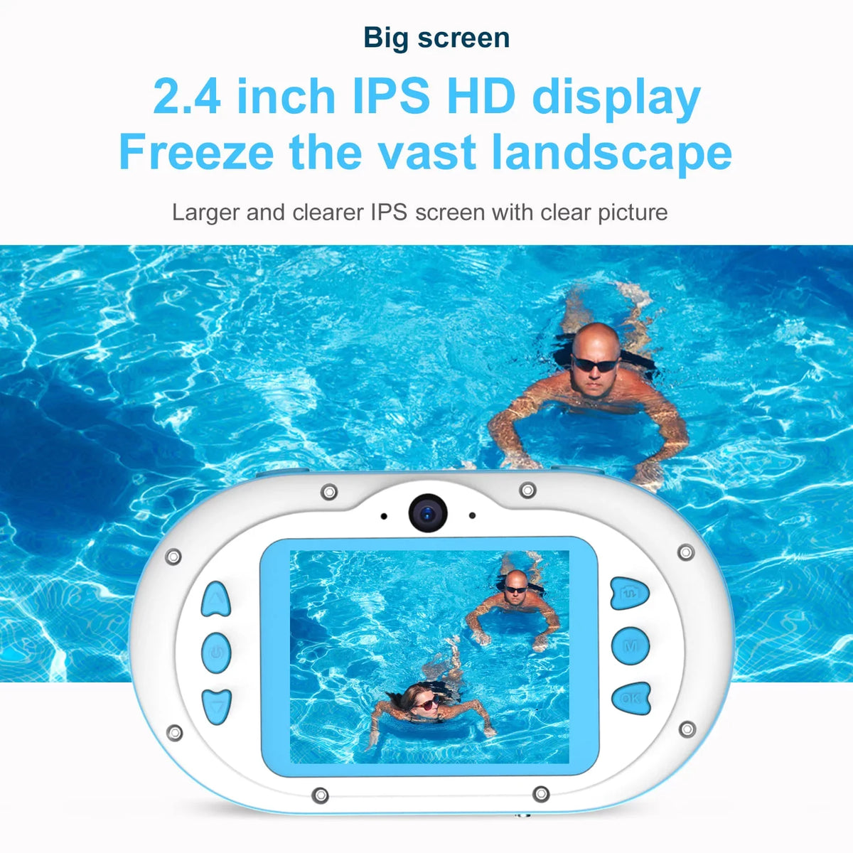 OWSOO 8MP Digital Waterproof with Front and Rear Dual Cameras 2.4 Inch IPS  Screen One-click PhotoVideo Self-timer for 5s