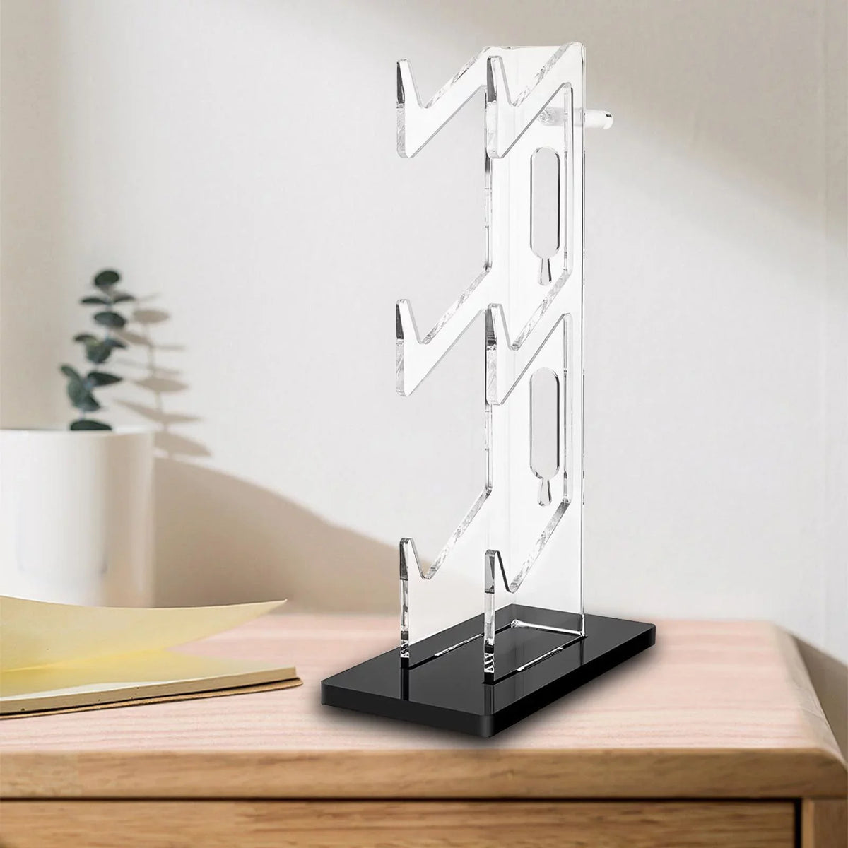 3 Tier Controller Bracket Gadget Non Slip Mat Durable Transparent Decoration Acrylic Headset Hanger for Game Desk Controller Accessories PS5 Black
