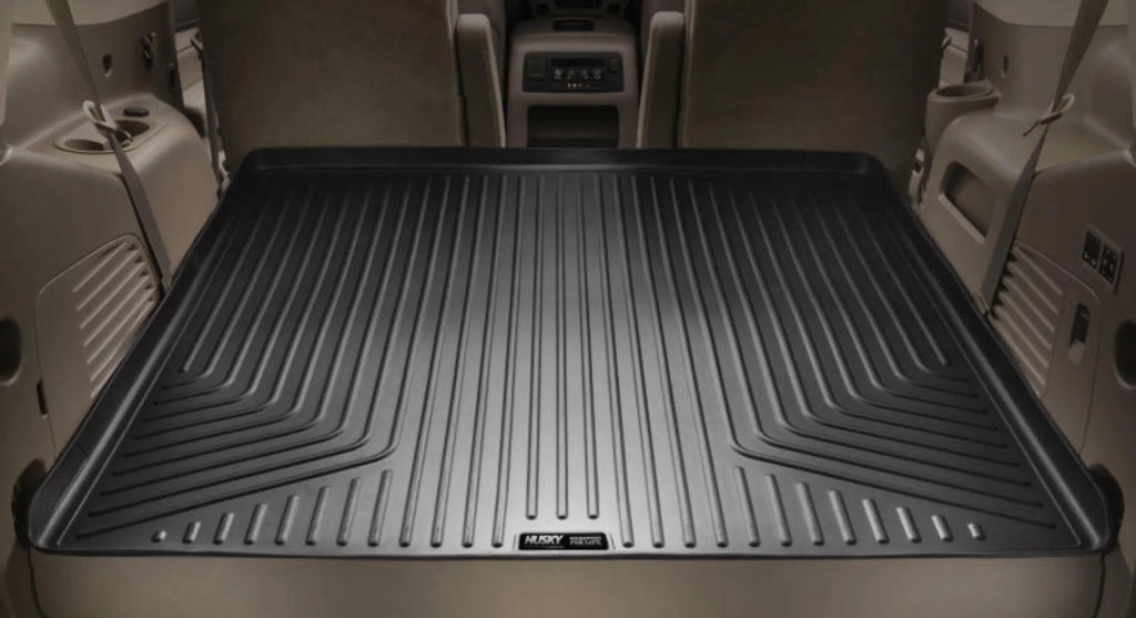 Husky by RealTruck Weatherbeater Series Cargo Liner Behind 2nd Seat Black appropriate with 15-20 Cadillac Escalade/Chevrolet Tahoe/GMC Yukon; fits back of 2nd row over folded flat 3rd row Seats
