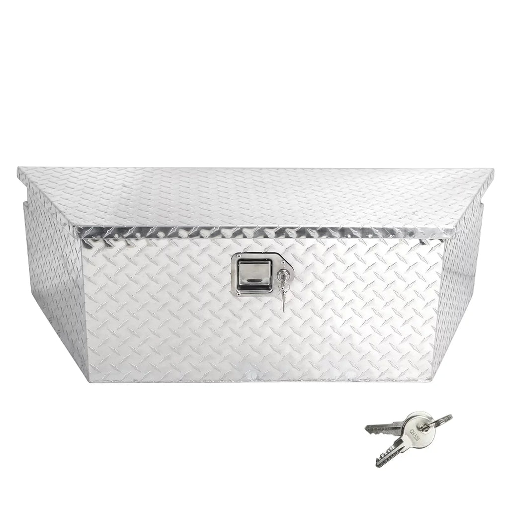 Confote Heavy Duty Aluminum Diamond Plate Trailer Tongue Box with Lock and Keys  for Secure Tool Storage on Your Trailer, Silver,39 x 16.5 x 12 Inches