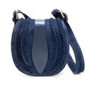 Italian Artisan  Lara Womens Vintage Suede Leather Messenger Bag, Dark Blue - Small