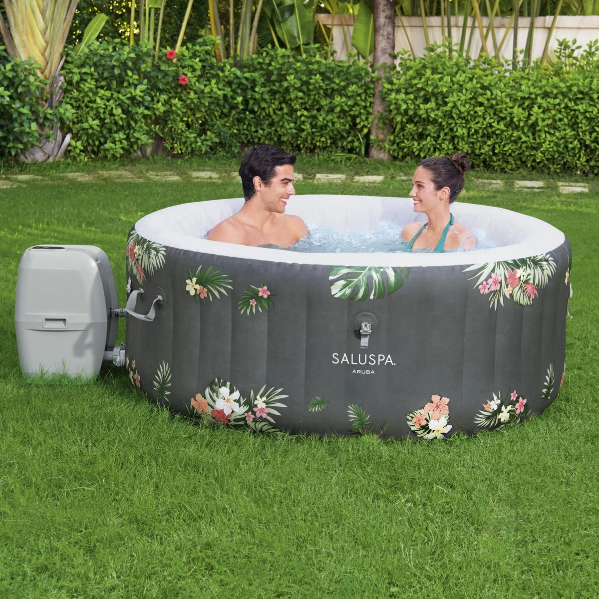 Bestway SaluSpa Sun Shade Canopy with Aruba SaluSpa Inflatable Hot Tub