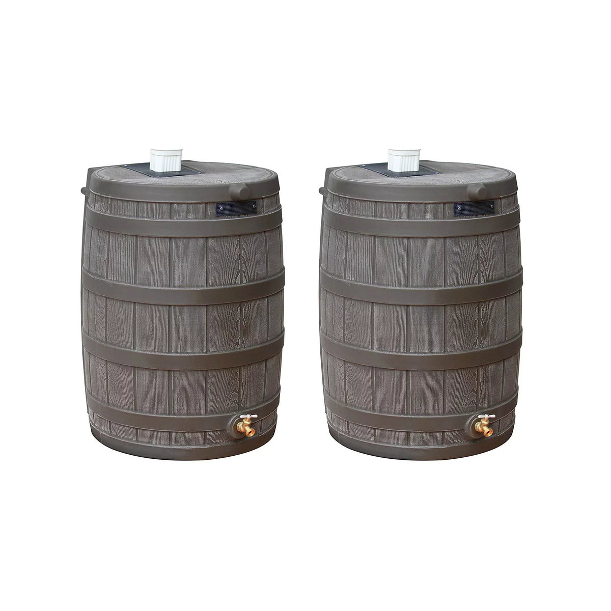 Good Ideas Rain Wizard 50 Gallon Rain Barrel aqua Collector, Oak (2 Pack)