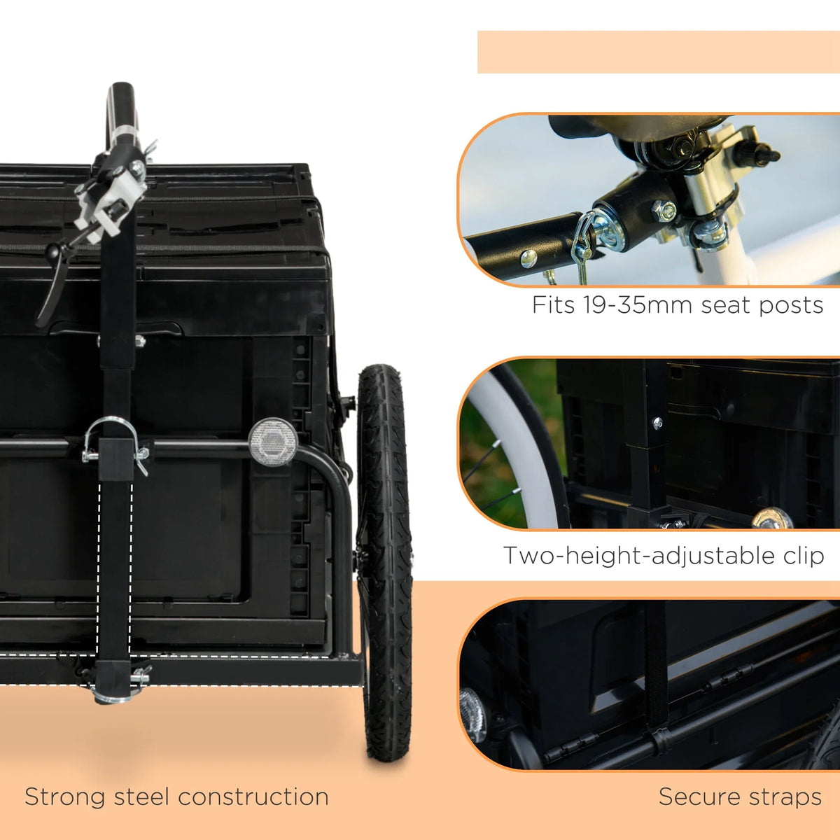 Aosom Bike Trailer Wagon with Removable Storage Box, No Bottom
