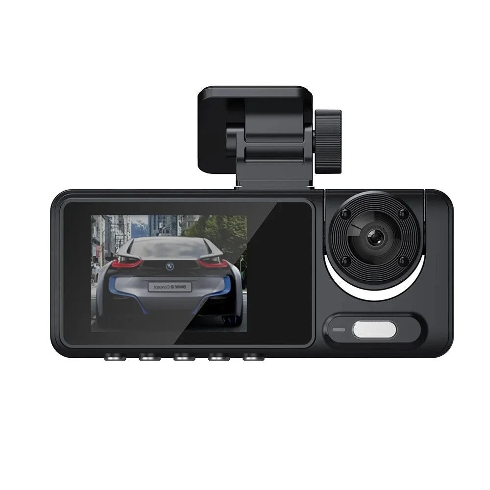 JLLOM Car Dash Cam 1080P Dual Lens Front/Rear/Inside G-sensor Video Recorder Monitor System