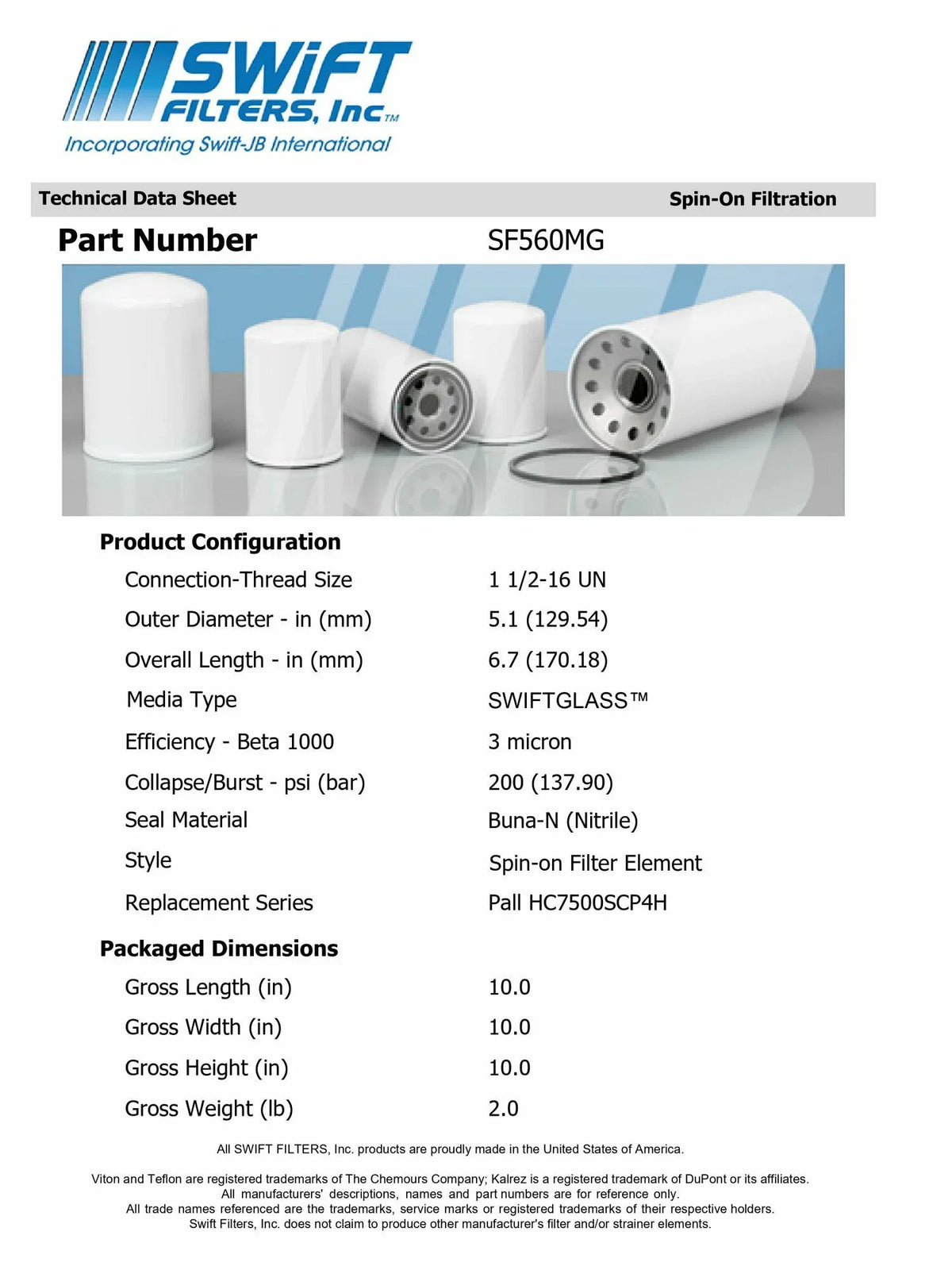 Direct Interchange for FLEETGUARD HF6703in-On Filter Element Microglass Construction 3 Micron