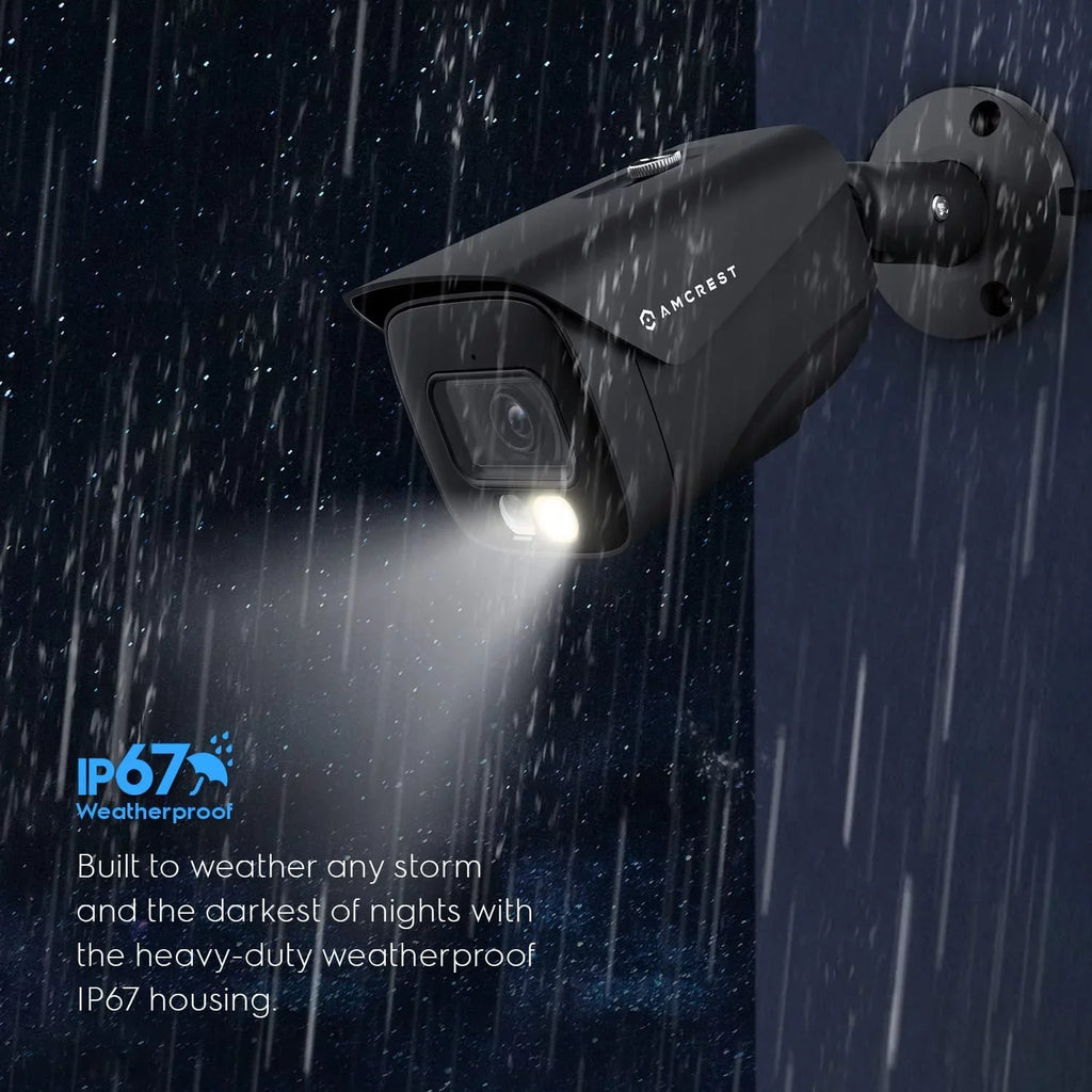 Amcrest 4K IP PoE AI Camera UltraHD 8MP Security Outdoor Camera, FOV 129°, 49ft Color Nightvision, Human & Vehicle Detection, IP67 Weatherproof, 4K (3840x2160) @15fps, Black, IP8M-2796EB-AI