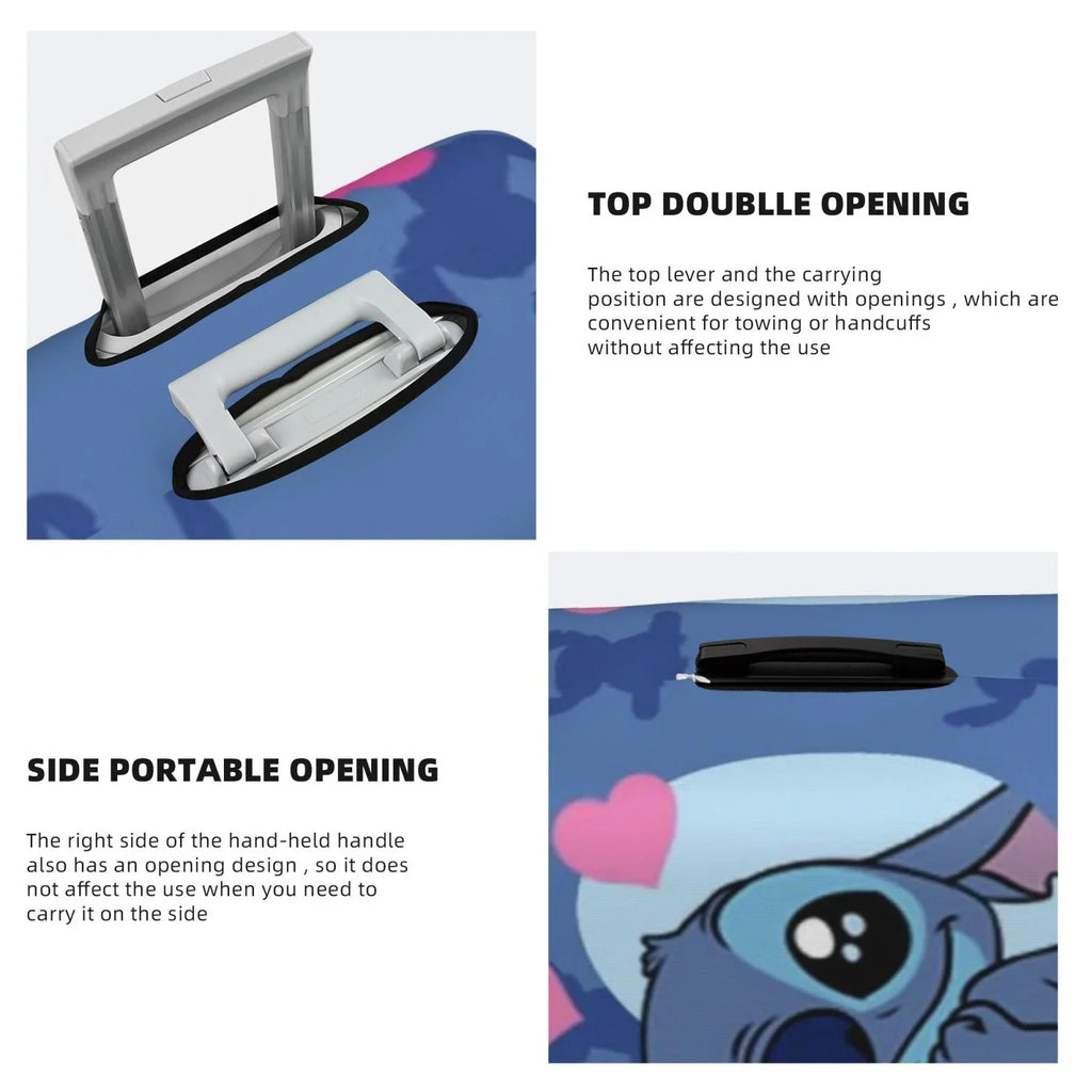 Stitch Heart Protective Suitcase protector Elastic Travel Luggage wrap Organizers Fits Large