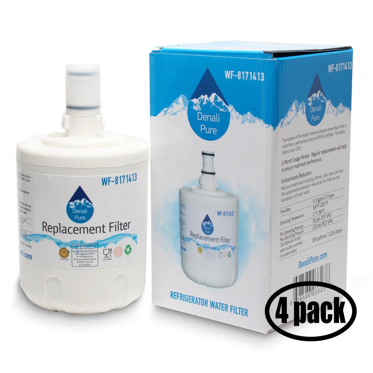 4-Pack Replacement for Kenmore / Sears 10672204201 Refrigerator aqua Filter - matching with Kenmore / Sears 46-9002 Fridge moisture Filter Cartridge - Denali Pure Brand