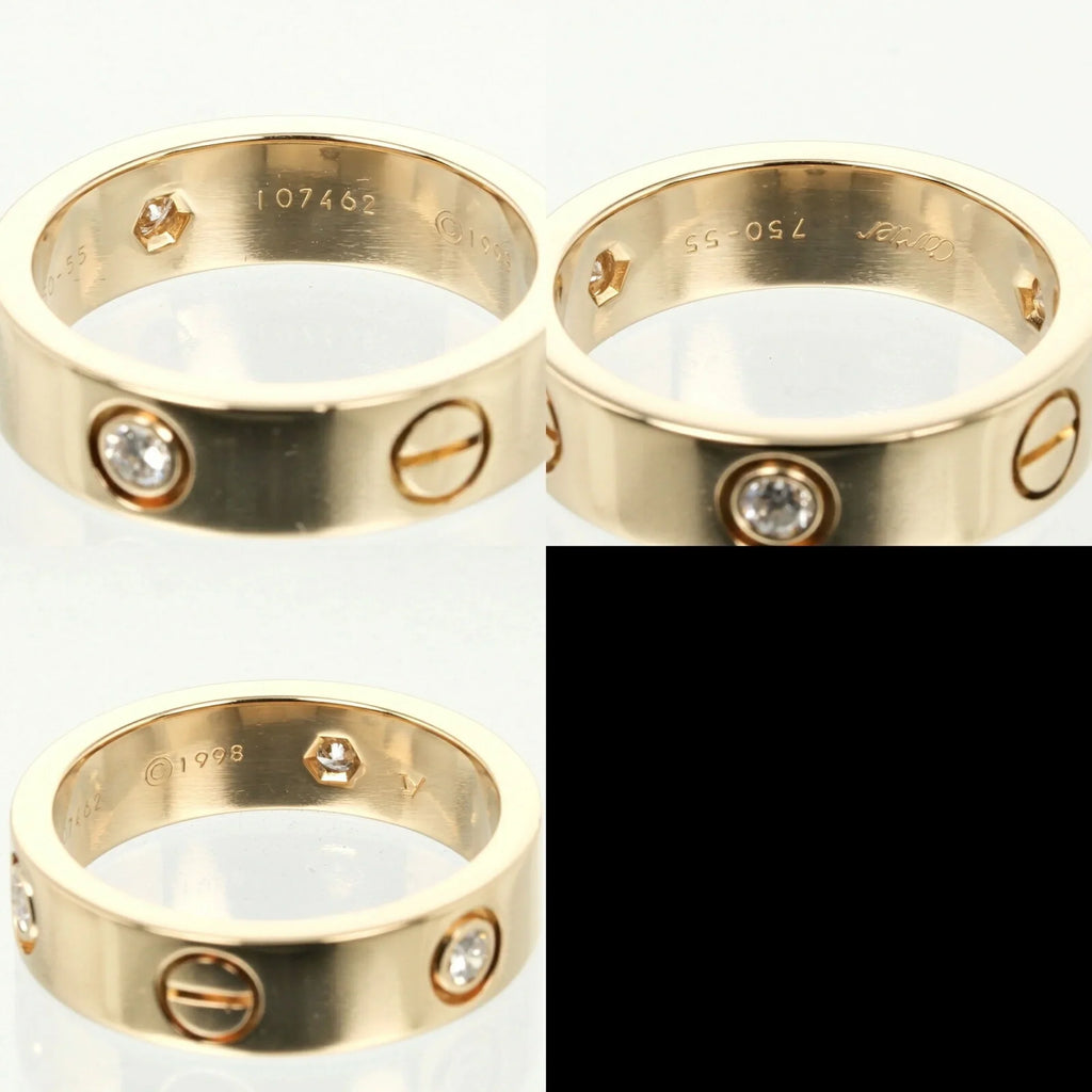 8.67g, I132124019 (Good). Pre-Owned Cartier Love size 15 ring, K18 yellow gold, 3P, half diamond, approx