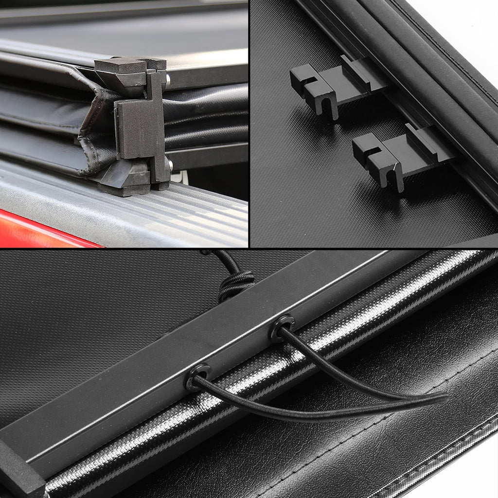 DNA Motoring TTC-TRISOFT-056 For 2007 to 2021  Tundra 5.5' Bed Fleetside Adjustable Tri -Fold Soft Top Trunk Tonneau wrap 20 19 18 17 16 15 14 13 12 11 10 09 08