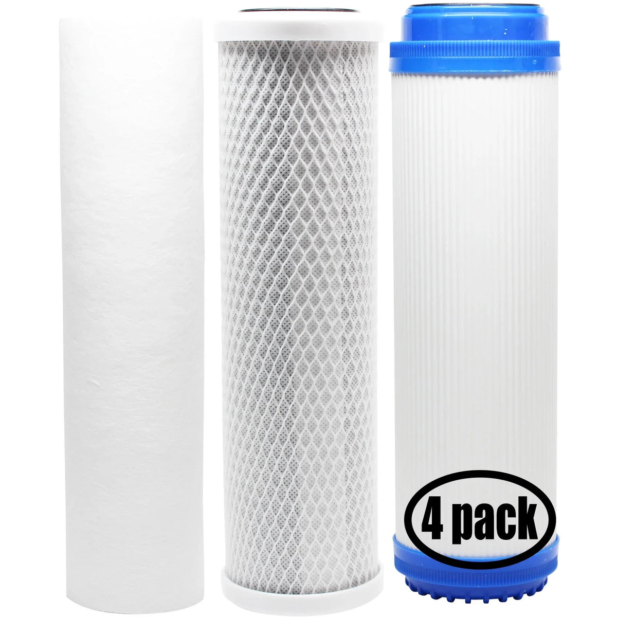 4-Pack Replacement for Filter Kit for Pentek 158196 RO System - Includes Carbon Block Filter, PP Sediment Filter & GAC Filter - Denali Pure Brand