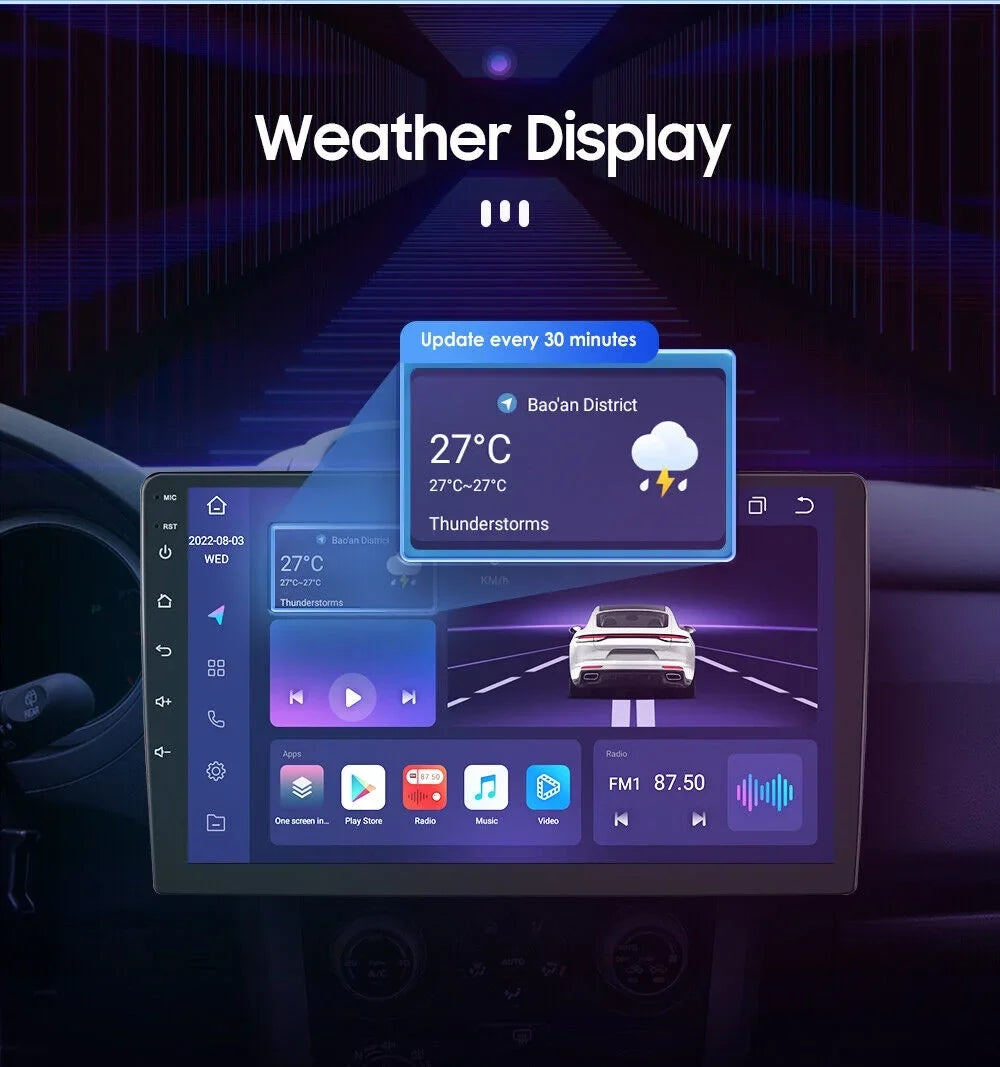 Android 12 Car Stereo Radio for  Tundra (07-13) Sequoia (08-17), 4+32GB GPS Navigation 10.1 Inch QLED Touchscreen Carplay/Android Auto DSP +AHD Camera