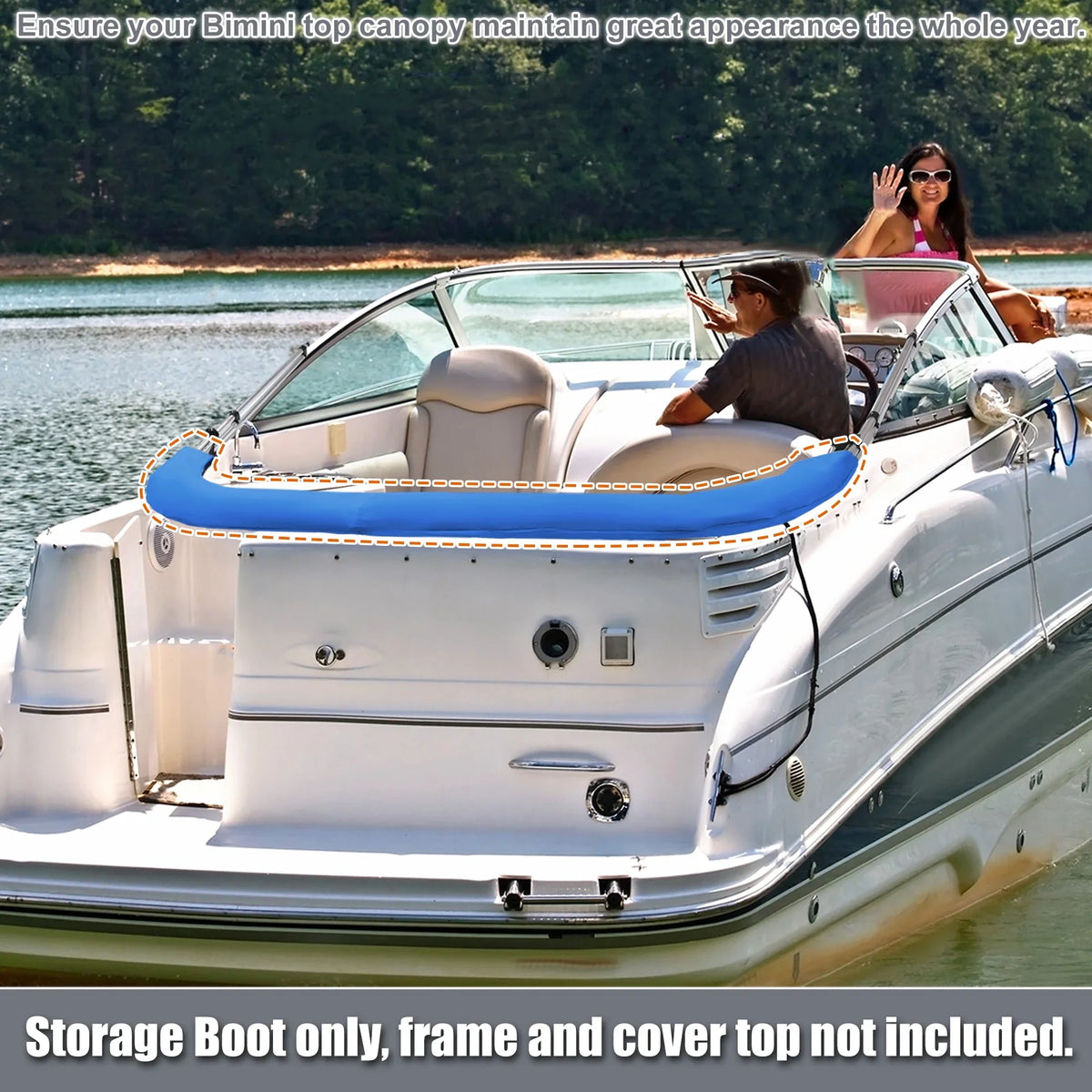 craft Bimini Top Storage Boot wrap 600D Polyester Canvas Pacific Blue 85"-90" Width for 3 Bow 4 Bow