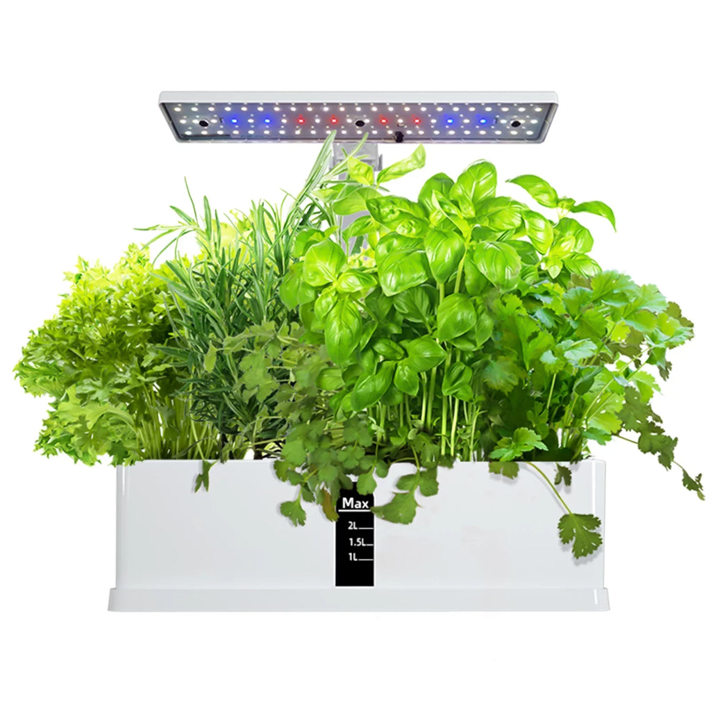 Leyfeng Smart Hydroponics Growing System Indoor Herb Garden Kit 9 Pods Automatic Timing with Height Adjustable 15W LED Grow Lights 2L aqua Tank Smart aqua Pump for Home Office Kitchen