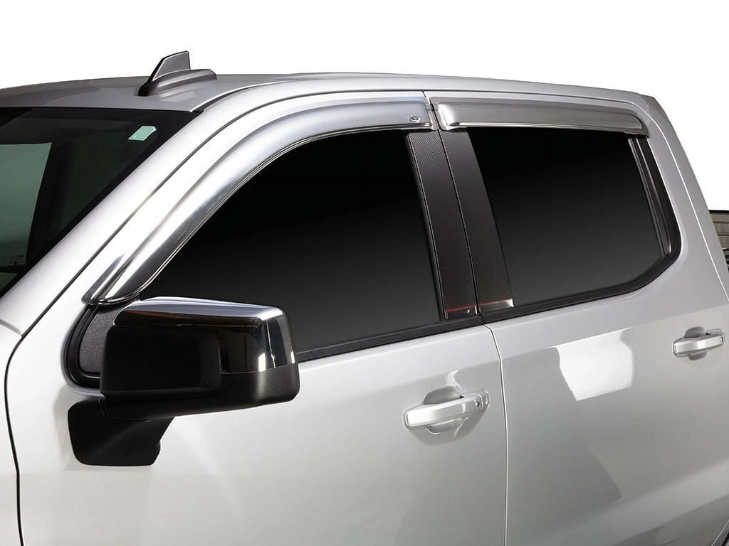 Auto Ventshade (AVS) by RealTruck Outside Mount Front Window Ventvisor 2Pc - Chrome suitable with Select: 2017-2019 Nissan Titan Xd, 2021 Nissan Titan Sv/Sl/Platinum Reserve