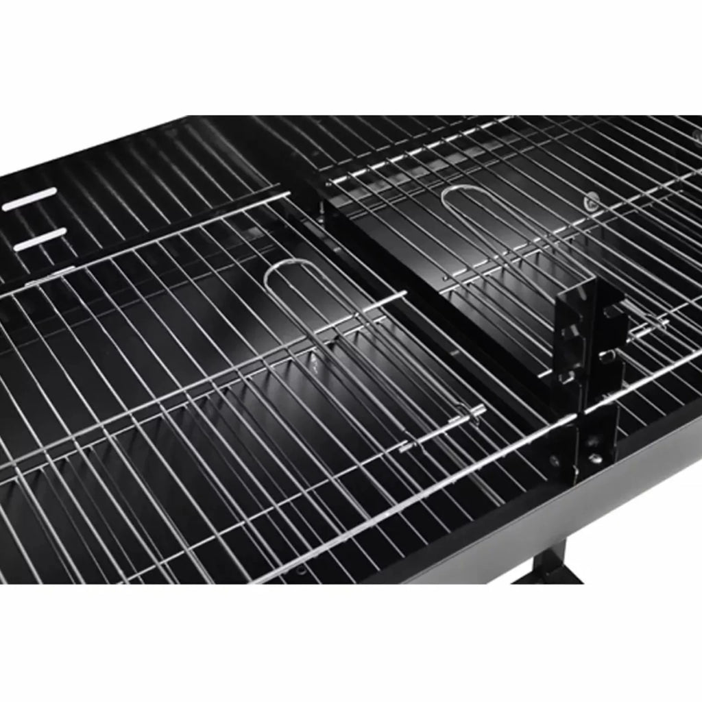 moobody Charcoal BBQ Stand with Lower Shelf and Wheels Steel Barbecue Grill Black for Camping Cooking, Grilling, Smoking, Picnic, Hiking, Party, Garden, Patio 39.4 Inch Length