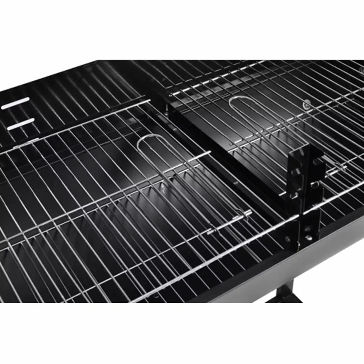moobody Charcoal BBQ Stand with Lower Shelf and Wheels Steel Barbecue Grill Black for Camping Cooking, Grilling, Smoking, Picnic, Hiking, Party, Garden, Patio 39.4 Inch Length
