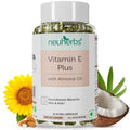 Neuherbs Plant Based Natural Vitamin E Plus From Sunflower Oil (With Almond Oil For Better Face, Skin & Hair) - 30 Veg Capsules