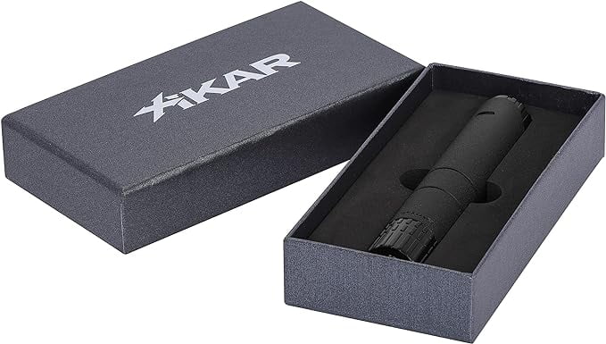 Xikar Turrim Cigar Lighter, Single Jet Flame, Piezo Ignition, Wrinkle Black