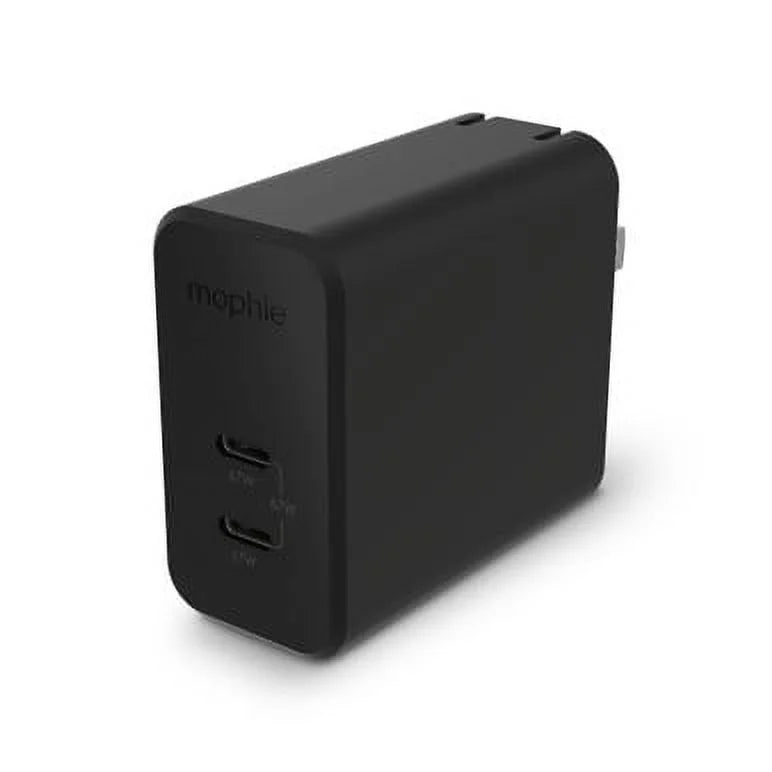 mophie USB C Charger GaN 67W, 3-Port Fast Compact Foldable Wall Charger for MacBook Pro/Air, iPad Pro, Galaxy S22/S21,  Spectre, Note20/10+, iPhone 14/13/12 Pro, Pixel, and More - Black