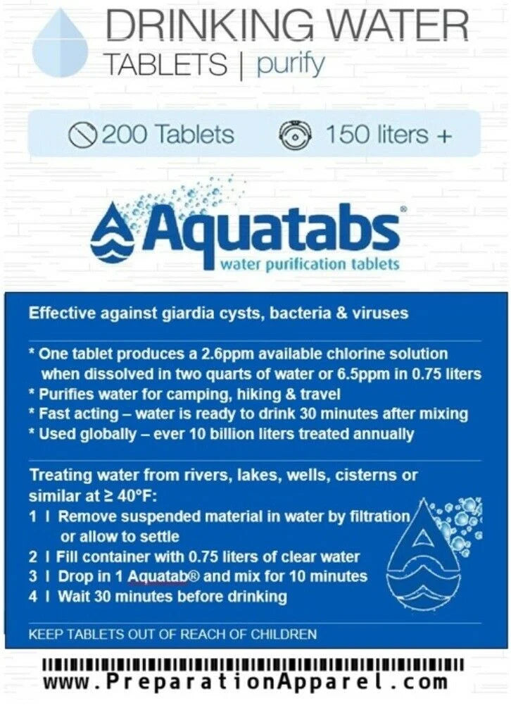 Aquatabs moisture Purification Tablets 200-Tablet Package